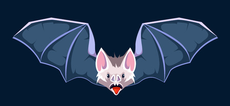 vector cartoon illustration of Bat. Symbol of vampires. Picture isolate on dark backgroundのイラスト素材