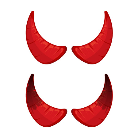 vector illustration of red Devil horns isolate on white background. Picture for halloween partyのイラスト素材