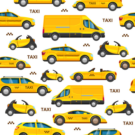 taxi cars seamless pattern. collection of service yellow cab transportの写真素材