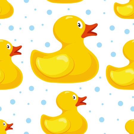 rubber duck pattern. bath children toy in waterの写真素材