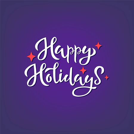 Happy holidays white handwritten isolated vector letteringのイラスト素材