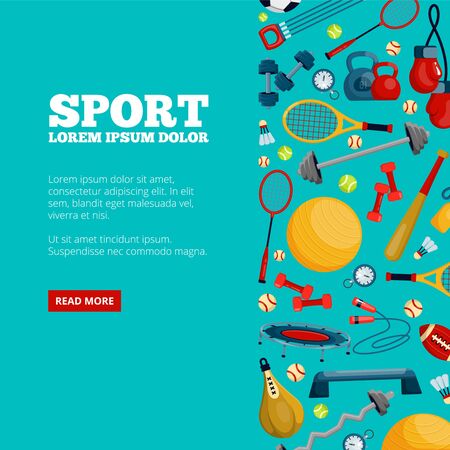 Sports equipment and accessories vector landing page templateのイラスト素材