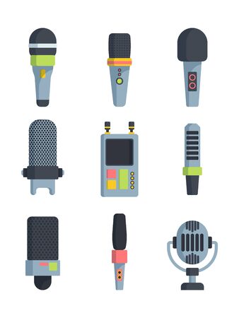 Different microphones flat vector illustrations set Varietyのイラスト素材