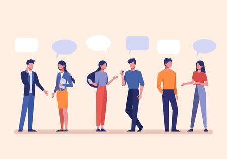 Talking faceless male and female cartoon characters vector illustrationのイラスト素材