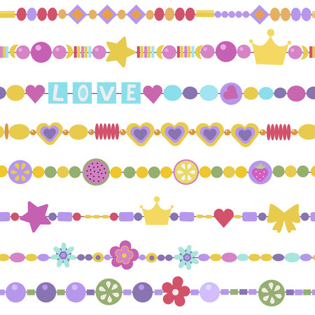 beads pattern. fashionable jewelry items for kids. Vector seamless backgroundのイラスト素材