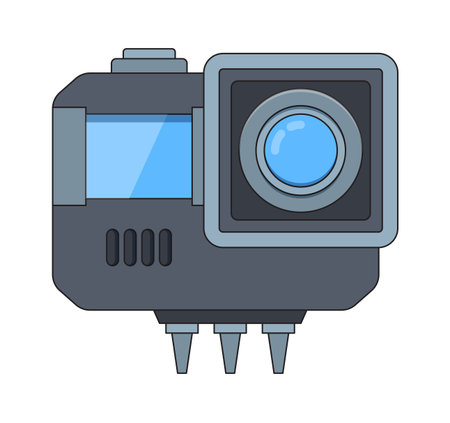 camera isolated. technology photography recording filming devices element. vector cartoon object.のイラスト素材