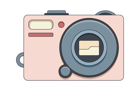 portative camera. photography technology recording filming devices element. vector cartoon object.のイラスト素材