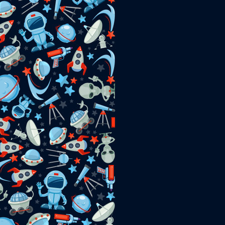 space elements background. universe space and science-themed illustration, solar system, planets. vector cartoon concept graphics.のイラスト素材