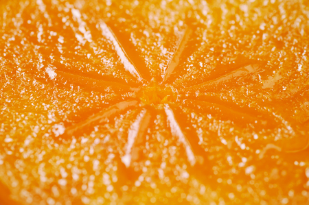 Abstract background ripe juicy sliced persimmon closeupの写真素材