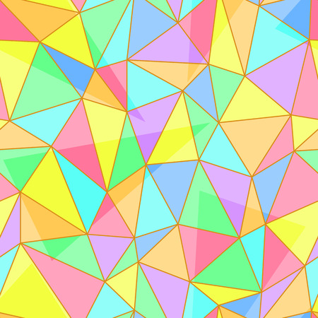 Abstract seamless pattern of stained glass window panel with multicolored random triangle shapesのイラスト素材