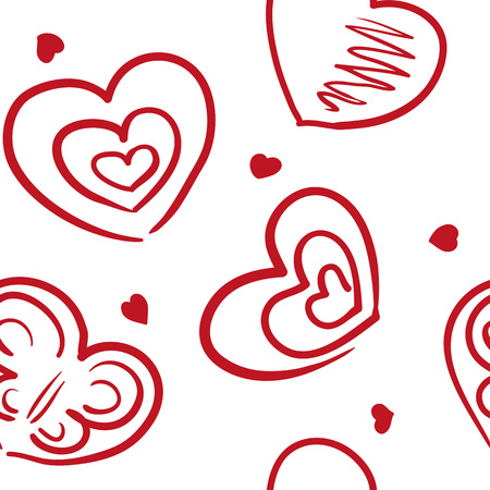 Seamless background with different freehand hearts patternのイラスト素材