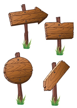 set of wooden road signsのイラスト素材