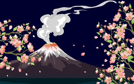 A Vector illustration of an erupting Volcanoのイラスト素材