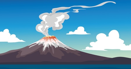 A Vector illustration of an erupting Volcanoのイラスト素材