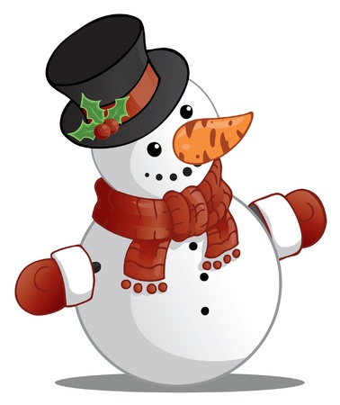 Snowman with the black cylinderのイラスト素材