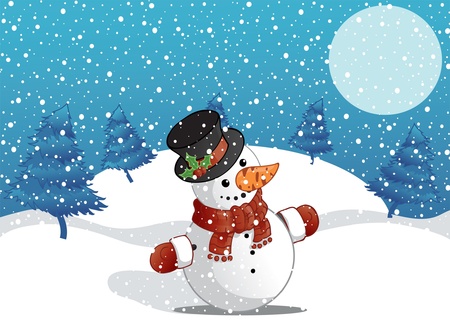 Snowman with the black cylinderのイラスト素材