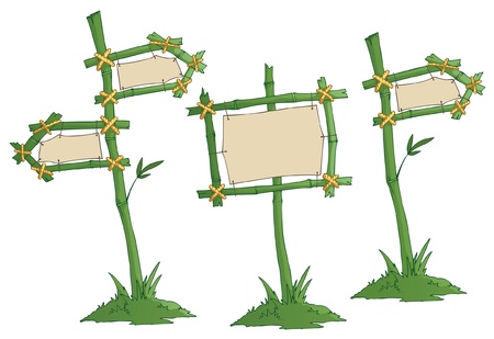 set of bamboo road signsのイラスト素材