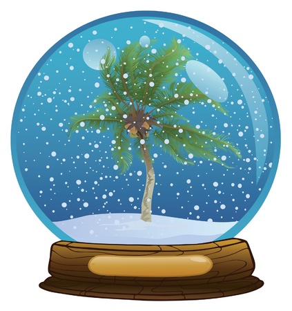 Coconut palm tree in the sphere with a snowのイラスト素材