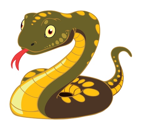 A cartoon vector illustration of a brown snake.のイラスト素材