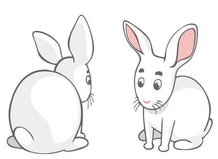 Cute cartoon rabbitsのイラスト素材