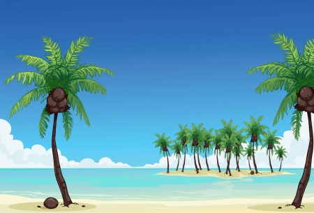 Coconut palm tree and the blue seaのイラスト素材