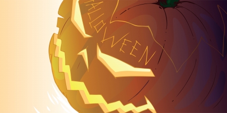 illustration of smiley face carved in pumpkin for halloween のイラスト素材