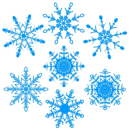 illustration set of beautiful various snowflakesのイラスト素材