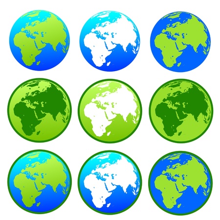 Vector Earth globes  isolated on white backgroundのイラスト素材