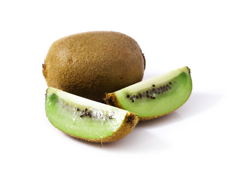 fresh kiwi fruit on white background の写真素材