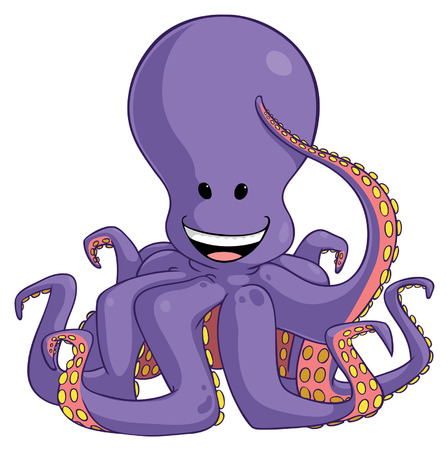 Cute cartoon octopus isolated on a white backgroundのイラスト素材