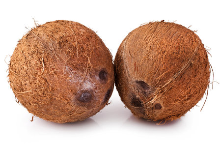 Pieces of coconut isolated on a white background