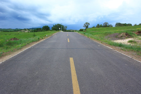 Landscape  of  road in the grassland at summer