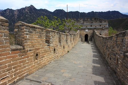 The great wall of China, with a beautiful mountain.の写真素材