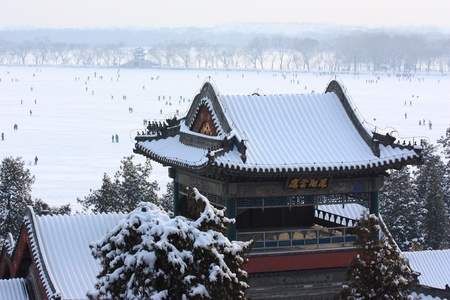 The snowscape of Summer Palace,beijing ,china.The image was taken at Feb 2011.Blizzard happened.の写真素材