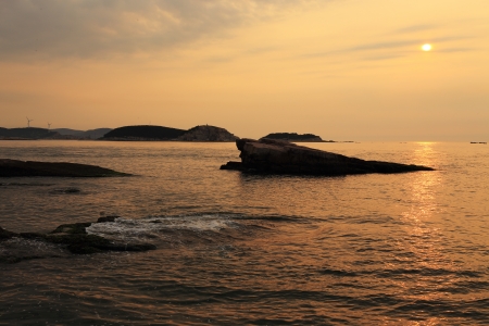 sunset on the sea の写真素材