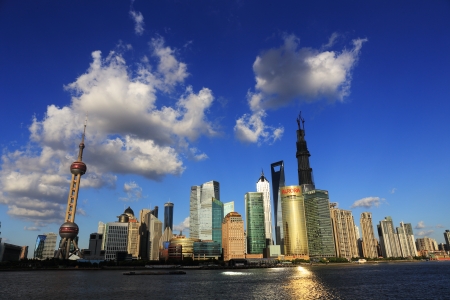 modern cityscape of shanghai chinaの写真素材
