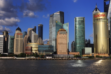 modern cityscape of shanghai chinaの写真素材