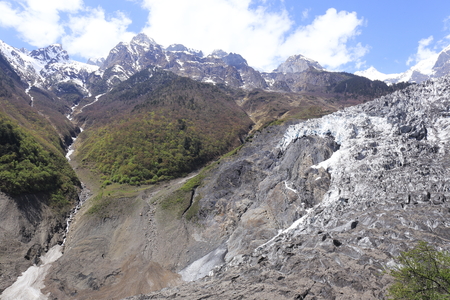 snow mountain and iceberg in Tibetの写真素材
