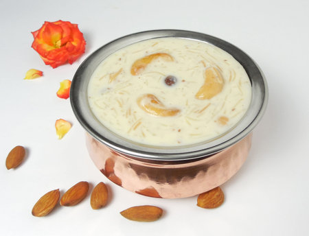 Vermicelli or semiya payasam or kheer, a traditional south Indian sweet dish made from vermicelli, milk, sugar, cashew nuts and other.の写真素材