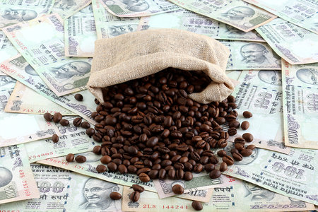 Concept of agricultural income, in Indian rupees, from coffee production in India.