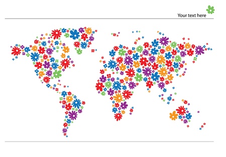 World map with flowersのイラスト素材