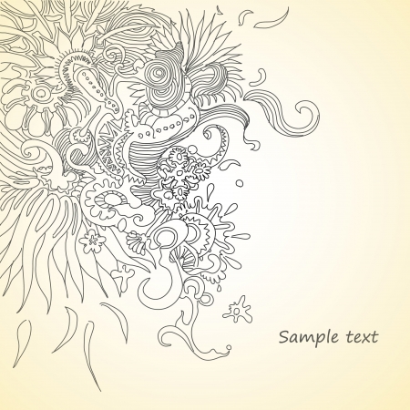Hand drawn beautiful abstract floral composition  のイラスト素材