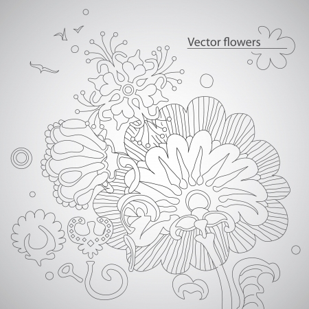Hand drawn abstract floral composition on white backgroundのイラスト素材