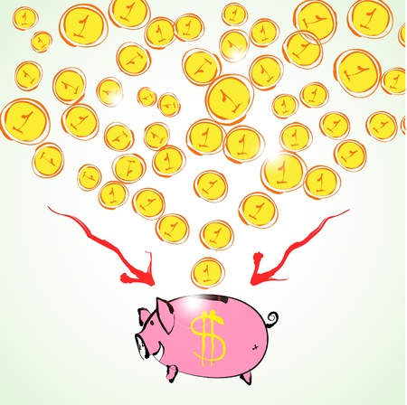 Hand drawn piggy bank illustration on white backgroundのイラスト素材
