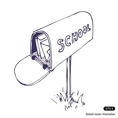   Mailbox. Hand drawn vector illustration on whiteのイラスト素材