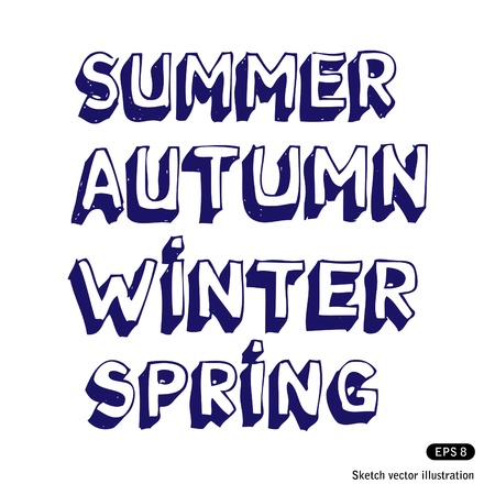   Seasonal fonts  Hand drawn isolated on whiteのイラスト素材