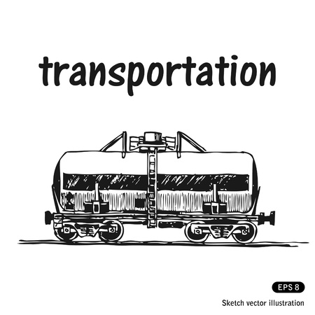   Tank car. Hand drawn isolated on whiteのイラスト素材