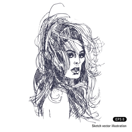   Beautiful female with beautiful hair のイラスト素材