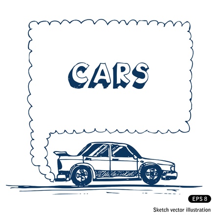   Car blowing exhaust speech bubble のイラスト素材