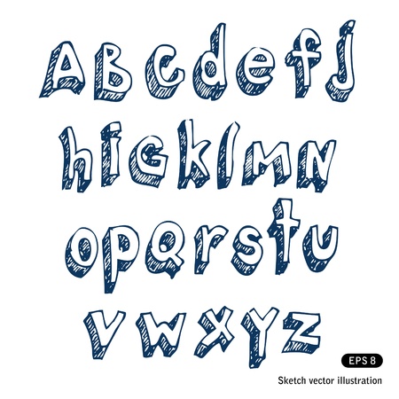   Hand-drawn alphabet  Hand drawn isolated on whiteのイラスト素材